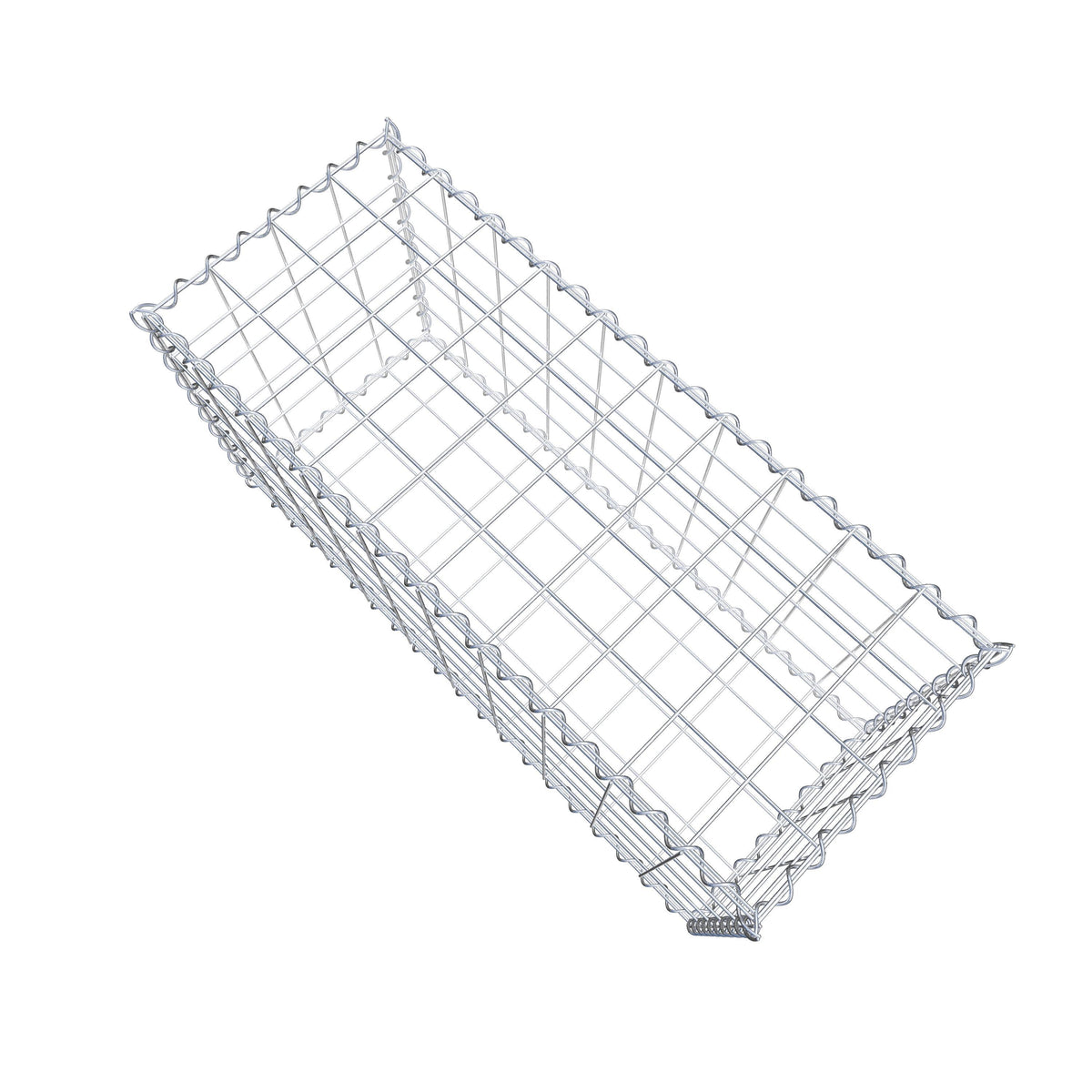 Schanskorf 100 cm x 50 cm x 40 cm (L x H x D), maaswijdte 10 cm x 10 cm, spiraalvormig