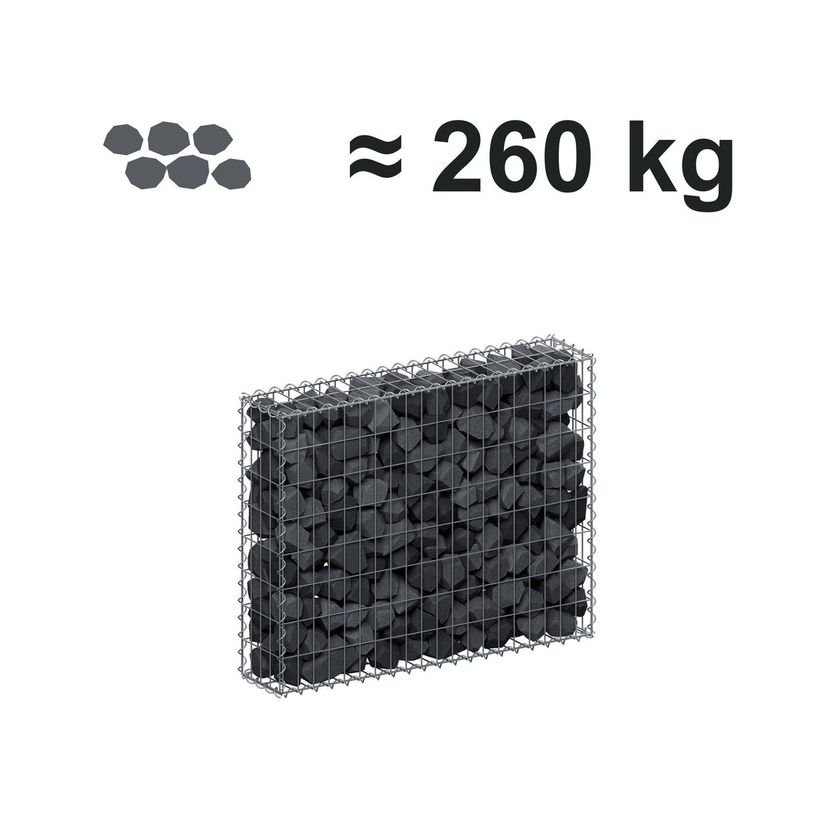 Gabion 100 cm x 80 cm x 20 cm (L x H x D), mesh size 5 cm x 10 cm, spiral