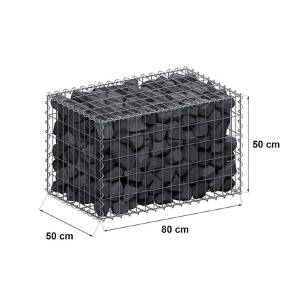 Gabione 80 cm x 50 cm x 50 cm (L x H x T), Maschenweite 5 cm x 10 cm, Spirale