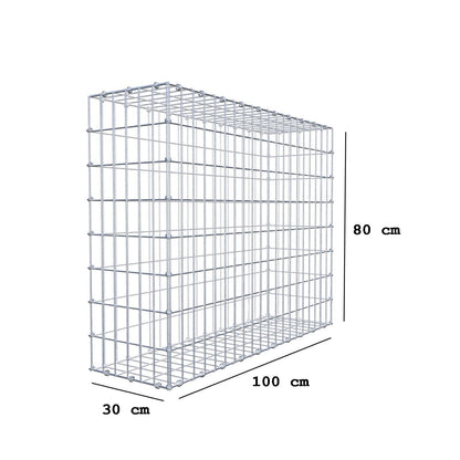 Schanskorf 100 cm x 80 cm x 30 cm (L x H x D), maaswijdte 5 x 10 cm, spiraalring