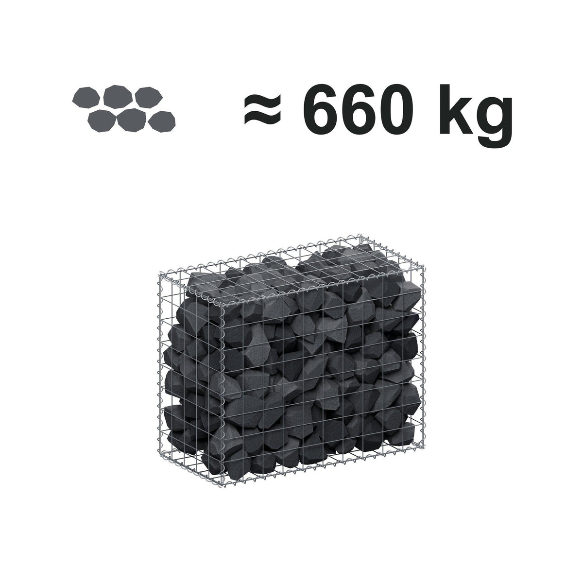 Gabião 100 cm x 80 cm x 50 cm (C x A x P), malhagem 10 cm x 10 cm, espiral