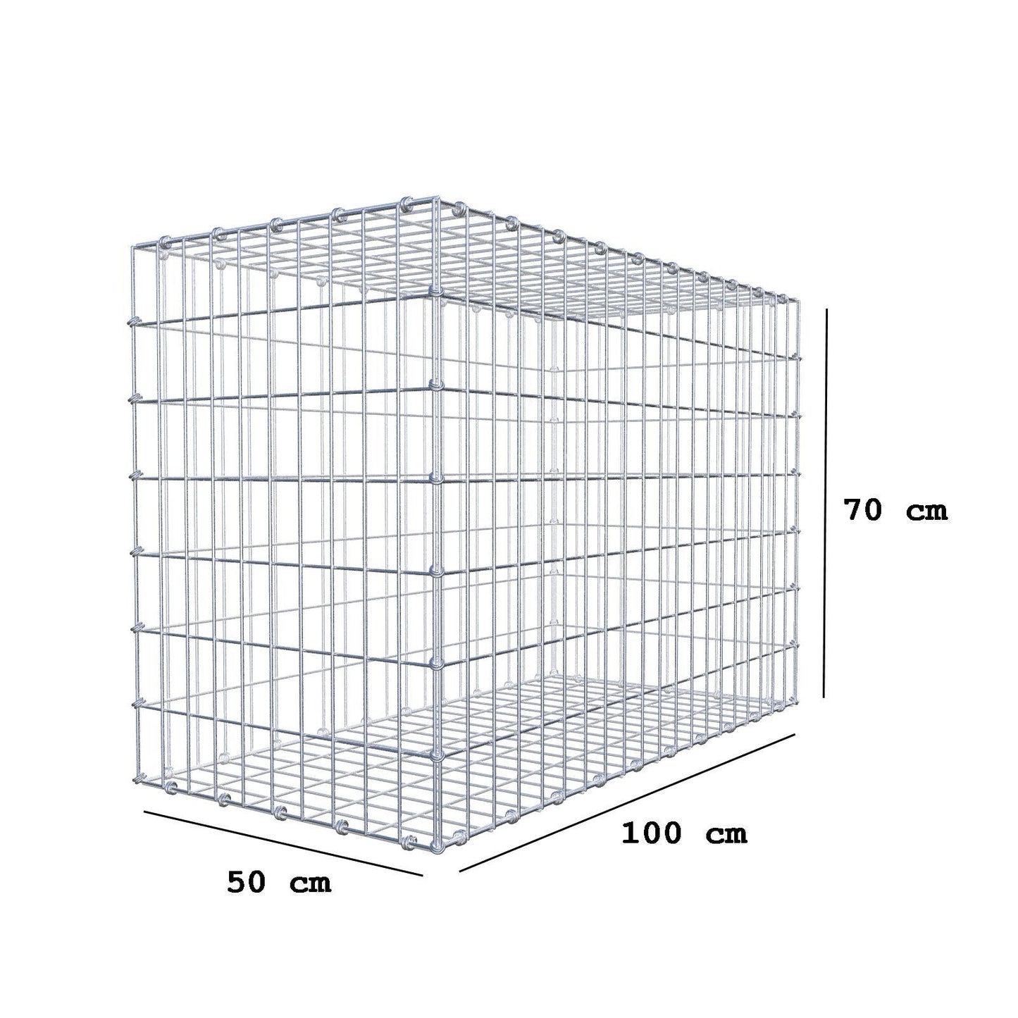 Schanskorf 100 cm x 70 cm x 50 cm (L x H x D), maaswijdte 5 x 10 cm, spiraalring