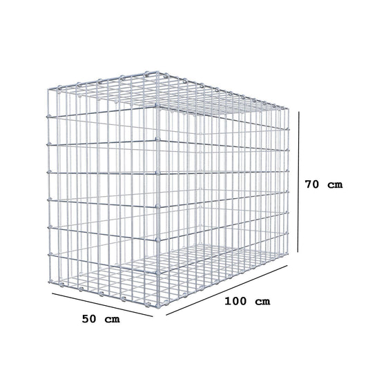 Gabione 100 cm x 70 cm x 50 cm (L x H x T), Maschenweite 5 x 10 cm, Spiralring
