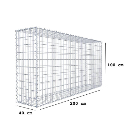 Schanskorf 200 cm x 100 cm x 40 cm (L x H x D), maaswijdte 5 cm x 10 cm, spiraalvormig