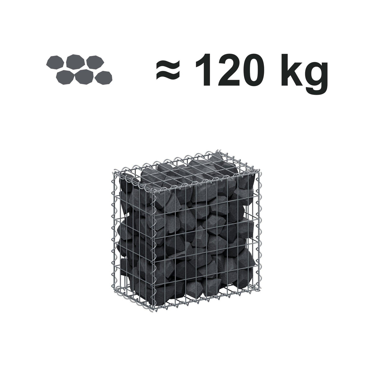 Schanskorf 50 cm x 50 cm x 30 cm (L x H x D), maaswijdte 5 cm x 10 cm, spiraal