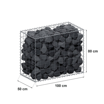 Gabião 100 cm x 80 cm x 50 cm (C x A x P), malhagem 10 cm x 10 cm, espiral