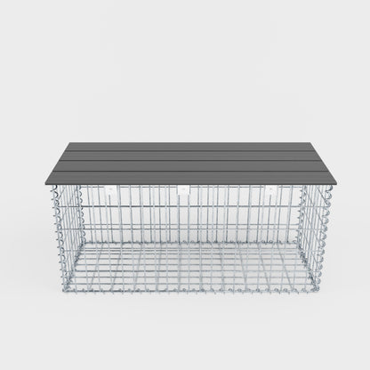 Havebænk spiralgabion 105 x 50 x 50 cm - MW 5 x 10 cm, med genbrugsbetræk i antracit