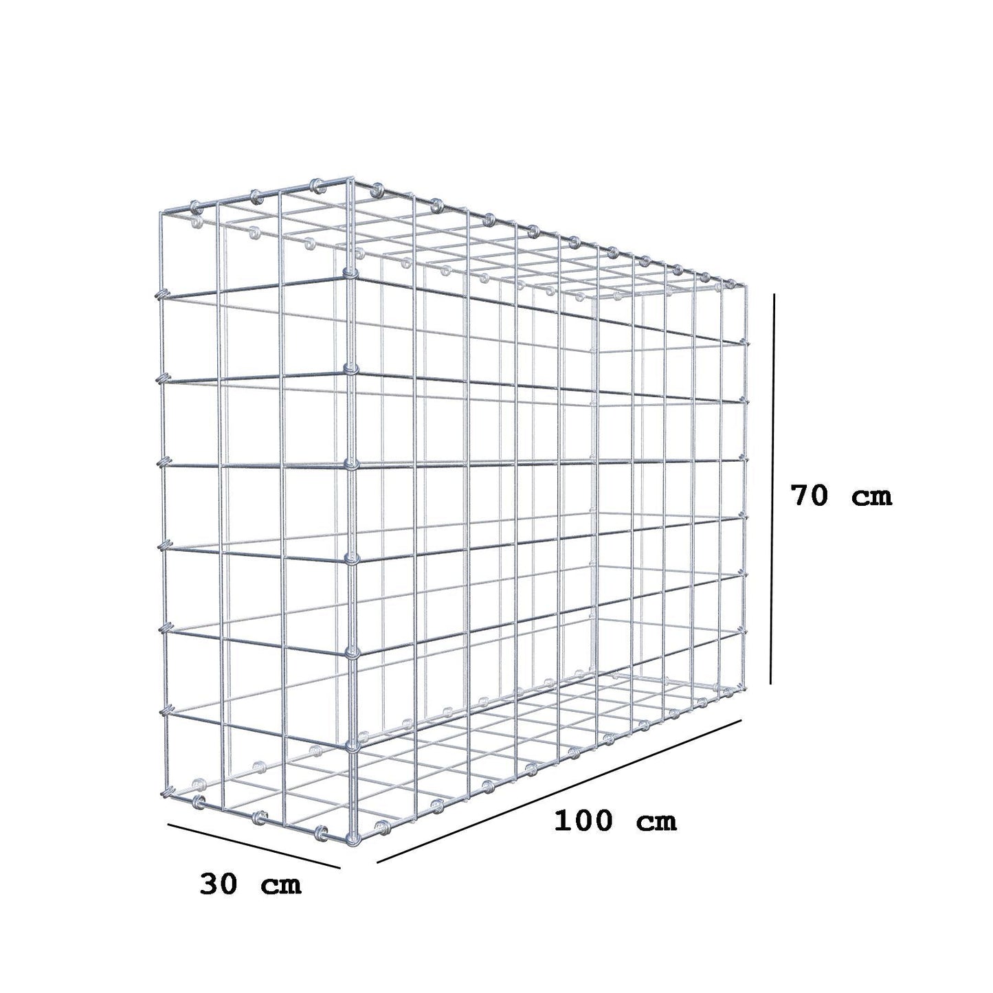 Gabion 100 cm x 70 cm x 30 cm (L x H x D), mesh size 10 x 10 cm, spiral ring