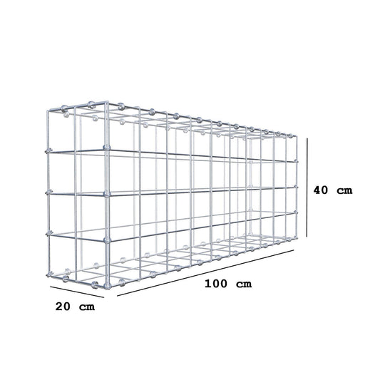 Gabion 100 cm x 40 cm x 20 cm (L x H x D), maskstorlek 10 x 10 cm, spiralring