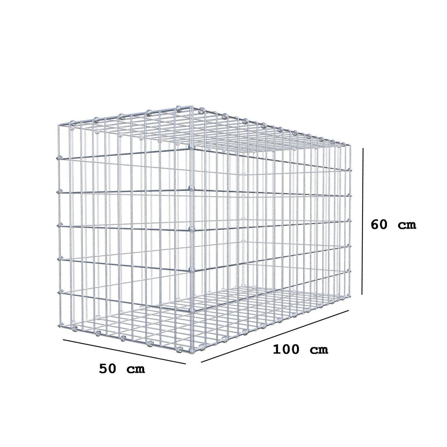Schanskorf 100 cm x 60 cm x 50 cm (L x H x D), maaswijdte 5 x 10 cm, spiraalring