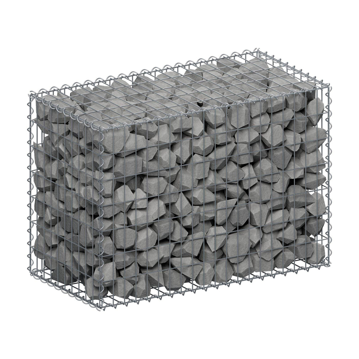 Gabião 100 cm x 70 cm x 50 cm (C x A x P), malhagem 5 cm x 10 cm, espiral