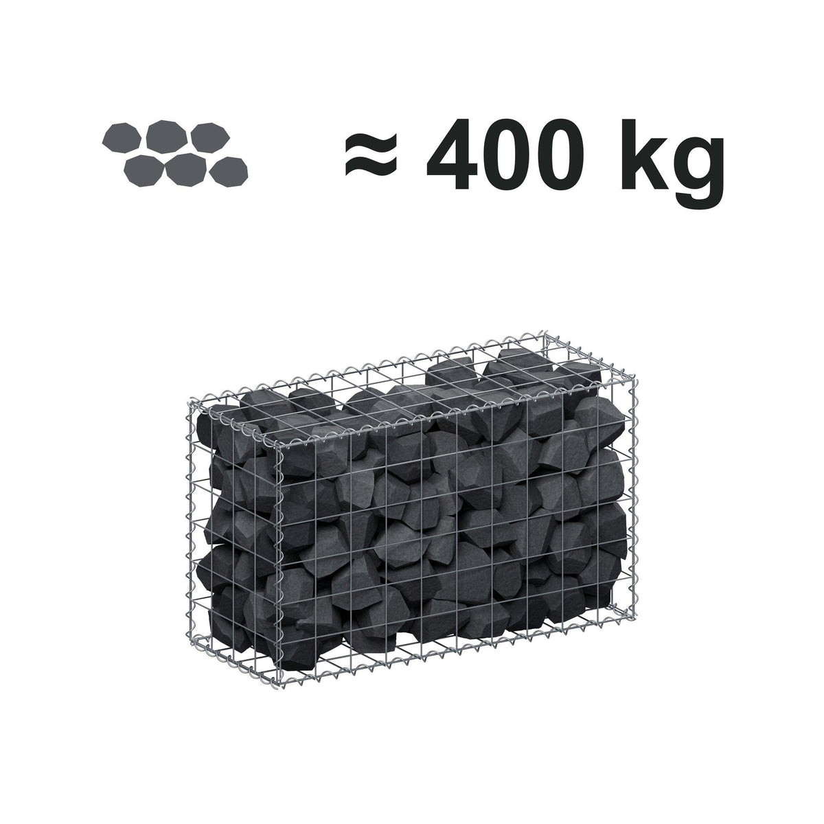 Schanskorf 100 cm x 60 cm x 40 cm (L x H x D), maaswijdte 10 cm x 10 cm, spiraalvormig