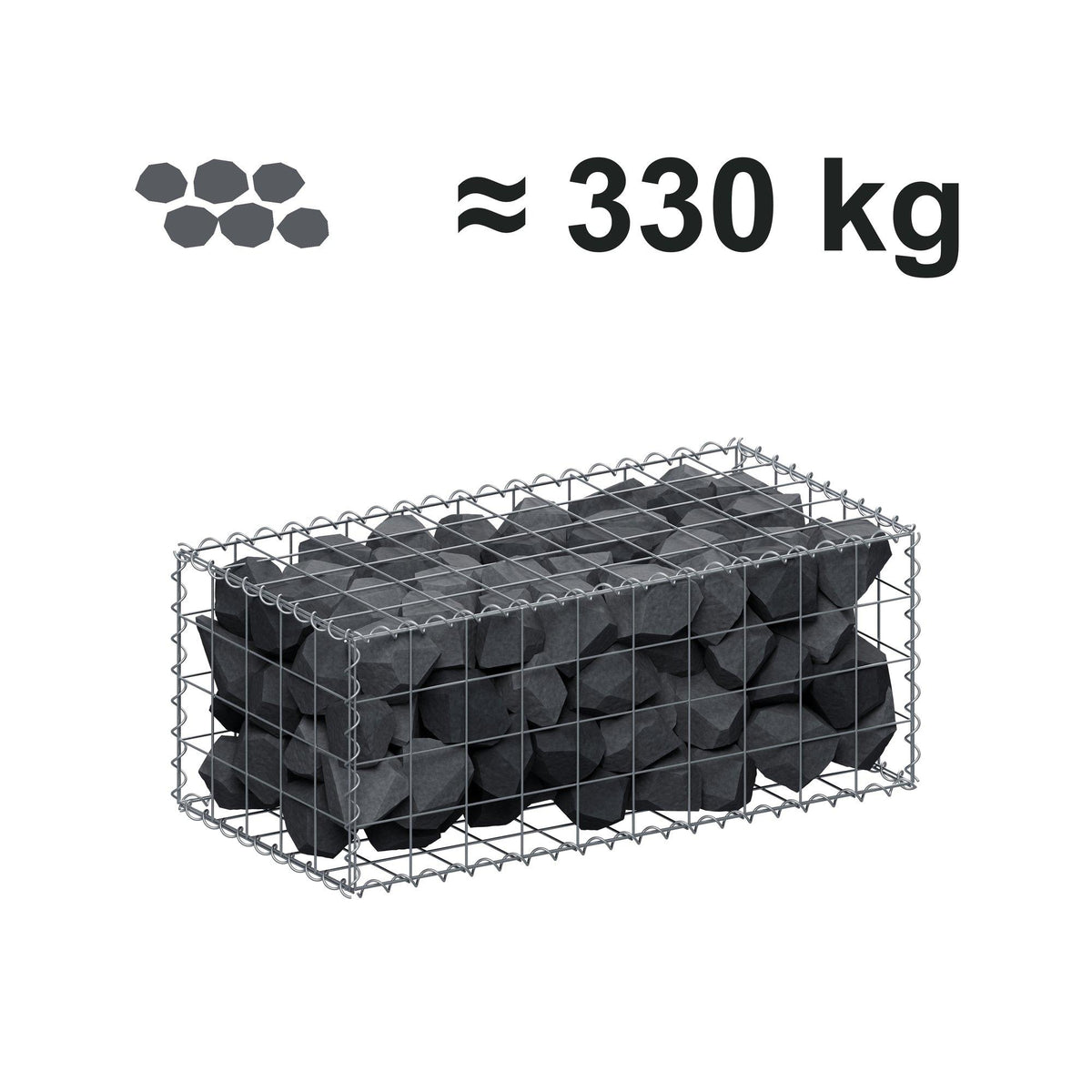 Gabion 100 cm x 40 cm x 50 cm (L x H x D), maskestørrelse 10 cm x 10 cm, spiral