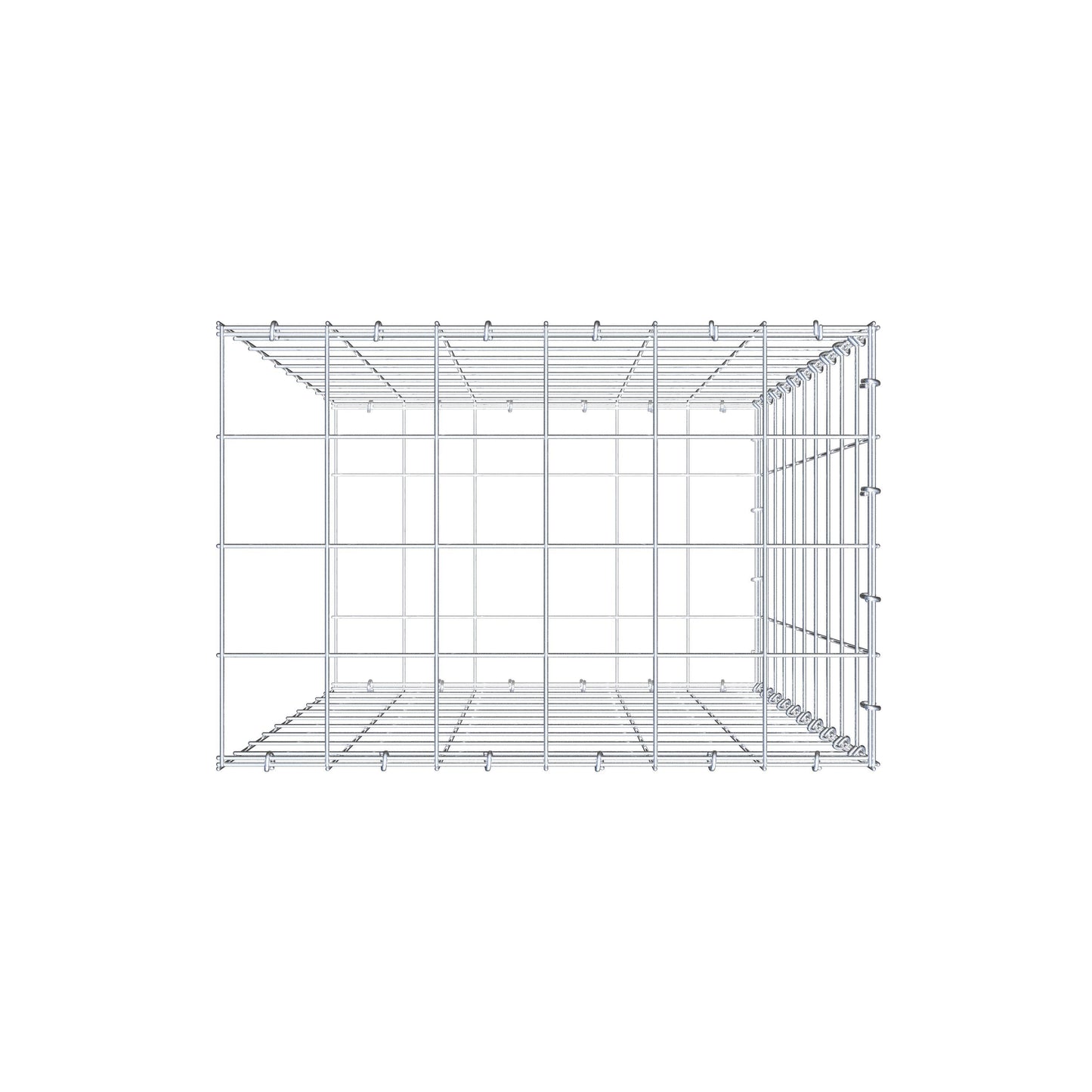 Type 2 oplegkorf 100 cm x 60 cm x 40 cm (L x H x D), maaswijdte 10 cm x 10 cm, C-ring