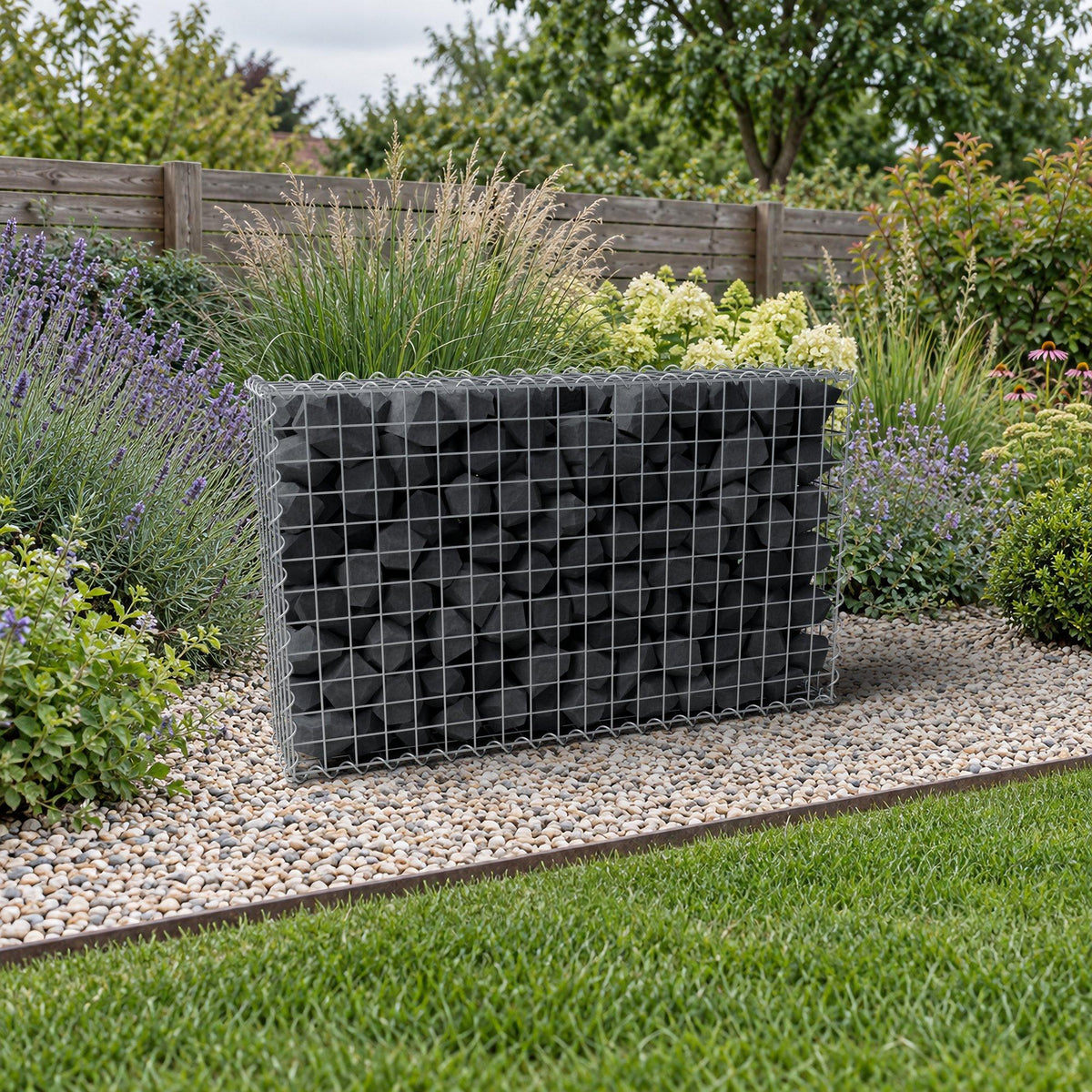 Schanskorf 100 cm x 60 cm x 20 cm (L x H x D), maaswijdte 5 cm x 5 cm, spiraalvormig