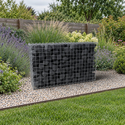 Schanskorf 100 cm x 60 cm x 20 cm (L x H x D), maaswijdte 5 cm x 5 cm, spiraalvormig