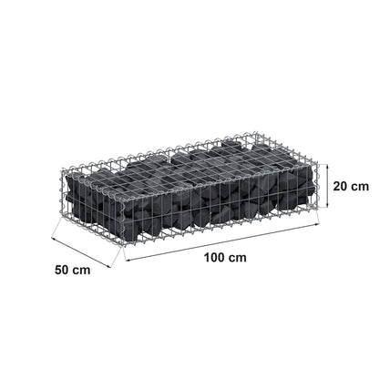 Gabione 100 cm x 20 cm x 50 cm (L x H x T), Maschenweite 5 cm x 10 cm, Spirale