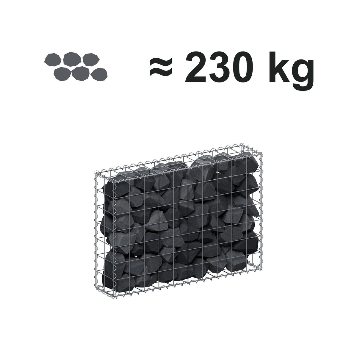 Schanskorf 100 cm x 70 cm x 20 cm (L x H x D), maaswijdte 10 cm x 10 cm, spiraalvormig
