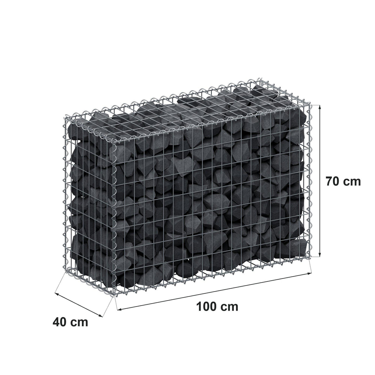 Gabione 100 cm x 70 cm x 40 cm (L x H x T), Maschenweite 5 cm x 10 cm, Spirale