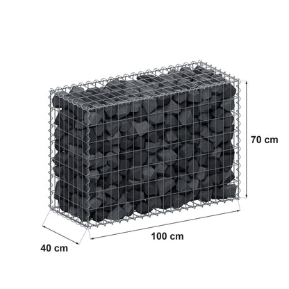 Gabione 100 cm x 70 cm x 40 cm (L x H x T), Maschenweite 5 cm x 10 cm, Spirale