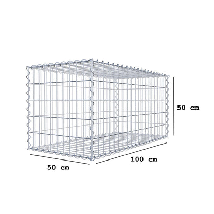 Gabbione 100 cm x 50 cm x 50 cm (L x H x P), maglia 5 cm x 10 cm, spirale