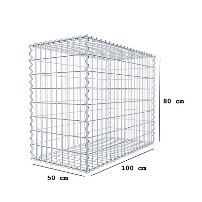 Schanskorf 100 cm x 80 cm x 50 cm (L x H x D), maaswijdte 5 cm x 10 cm, spiraalvormig