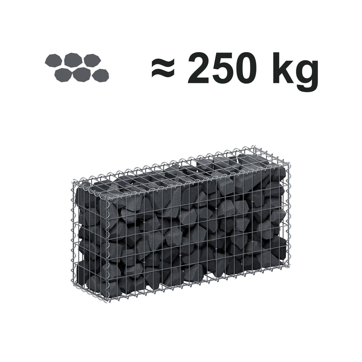 Gabion 100 cm x 50 cm x 30 cm (L x H x D), mesh size 5 cm x 10 cm, spiral