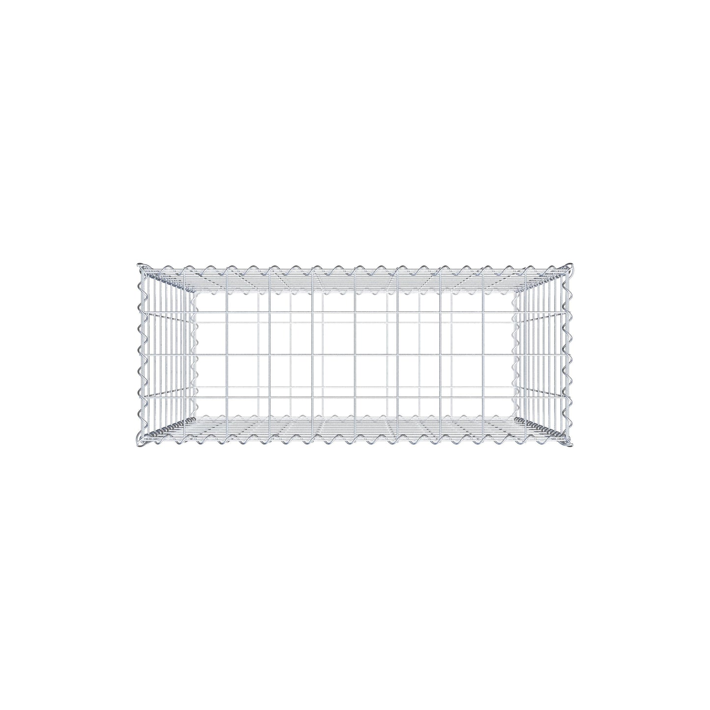 Schanskorf 100 cm x 100 cm x 40 cm (L x H x D), maaswijdte 10 cm x 10 cm, spiraalvormig