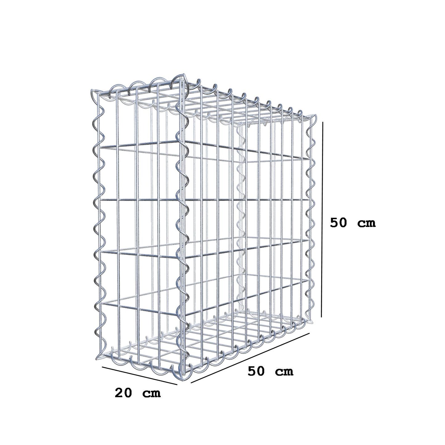 Schanskorf 50 cm x 50 cm x 20 cm (L x H x D), maaswijdte 5 cm x 10 cm, spiraal