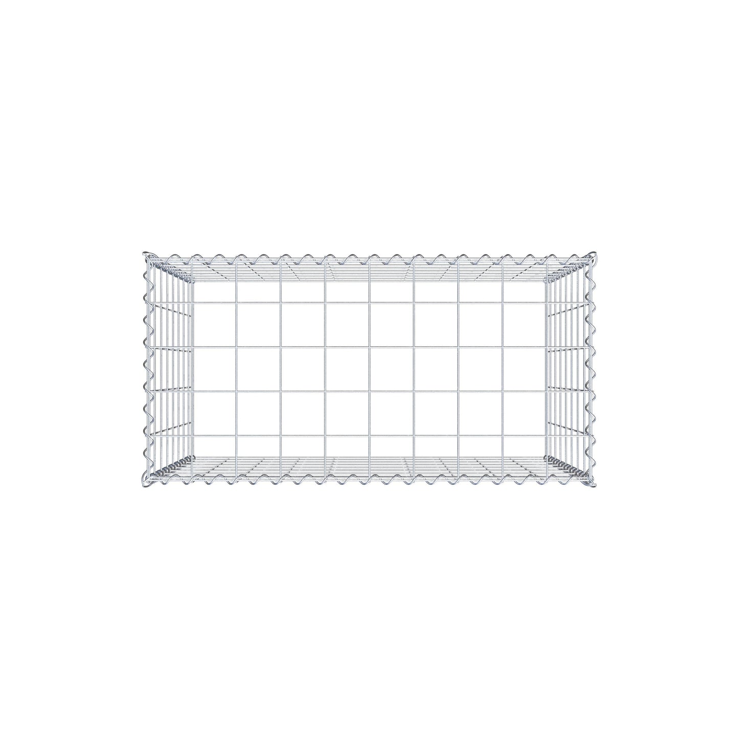 Opbouw schanskorf type 3 100 cm x 80 cm x 50 cm (L x H x D), maaswijdte 10 cm x 10 cm, spiraal