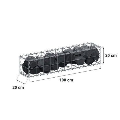 Schanskorf 100 cm x 20 cm x 20 cm (L x H x D), maaswijdte 10 cm x 10 cm, spiraalvormig