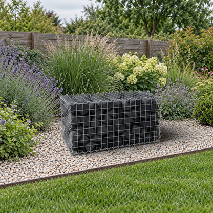 Schanskorf 80 cm x 40 cm x 40 cm (L x H x D), maaswijdte 5 cm x 5 cm, spiraalvormig