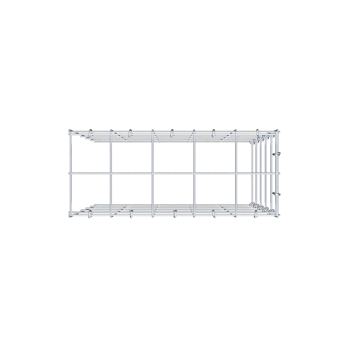 Monteret gabion type 4 50 cm x 50 cm x 20 cm (L x H x D), maskestørrelse 10 cm x 10 cm, C-ring