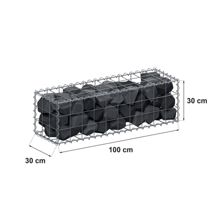 Gabion 100 cm x 30 cm x 30 cm (L x H x D), maskestørrelse 10 cm x 10 cm, spiral