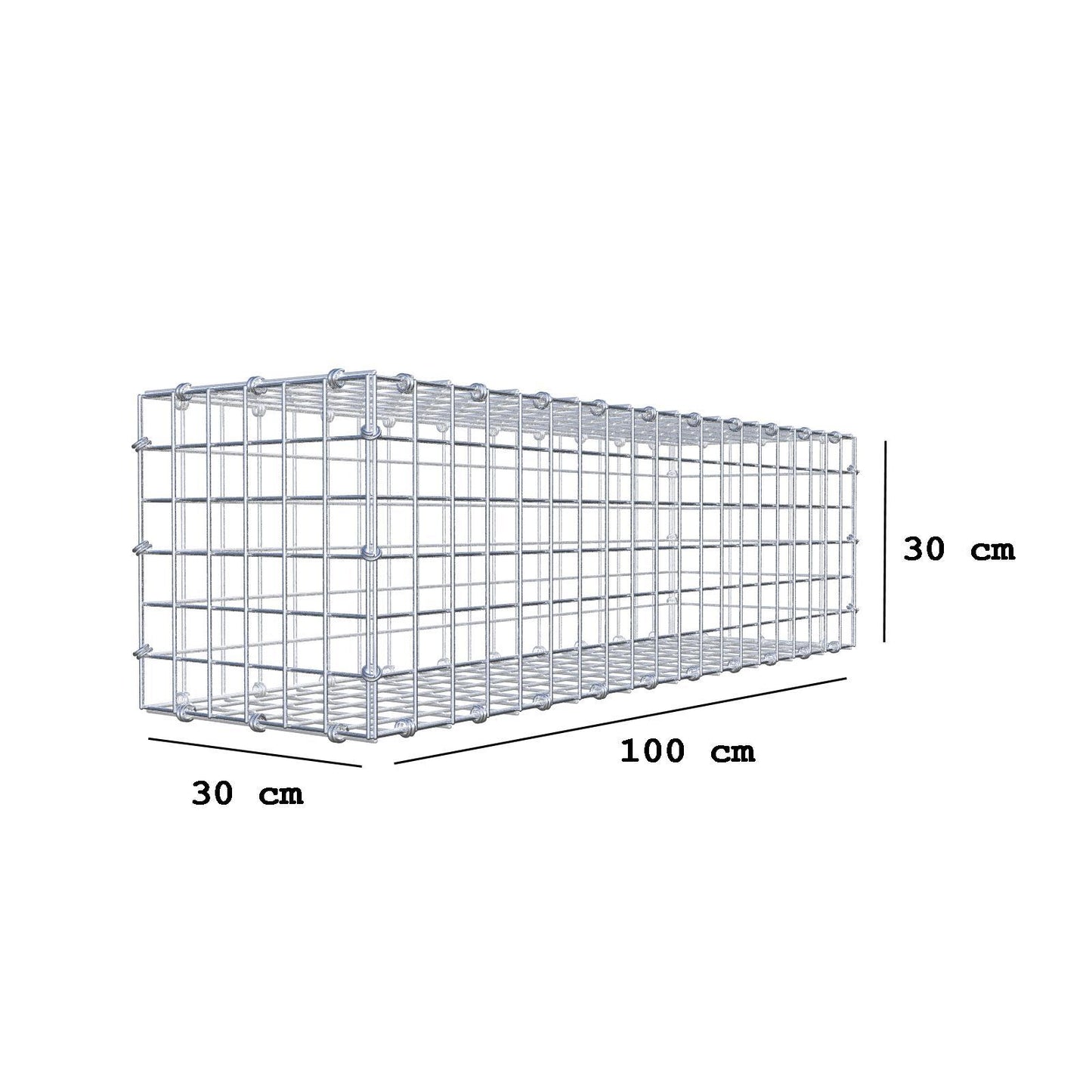 Gabião 100 cm x 30 cm x 30 cm (C x A x P), malhagem 5 x 5 cm, anel espiral