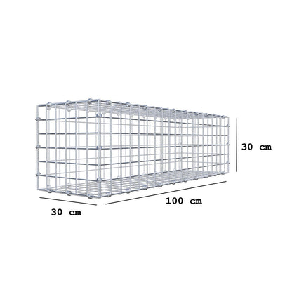 Gabião 100 cm x 30 cm x 30 cm (C x A x P), malhagem 5 x 5 cm, anel espiral