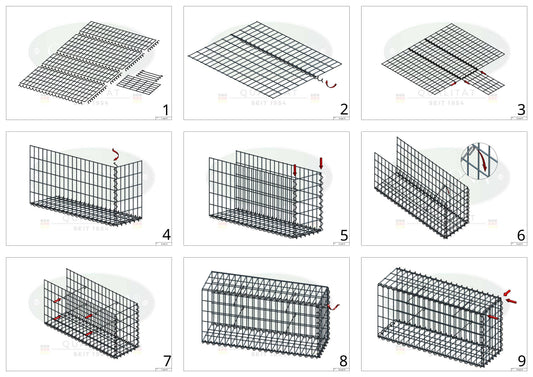 Add-on schanskorf type 2 100 cm x 60 cm x 20 cm (L x H x D), maaswijdte 5 cm x 10 cm, spiraalvormig