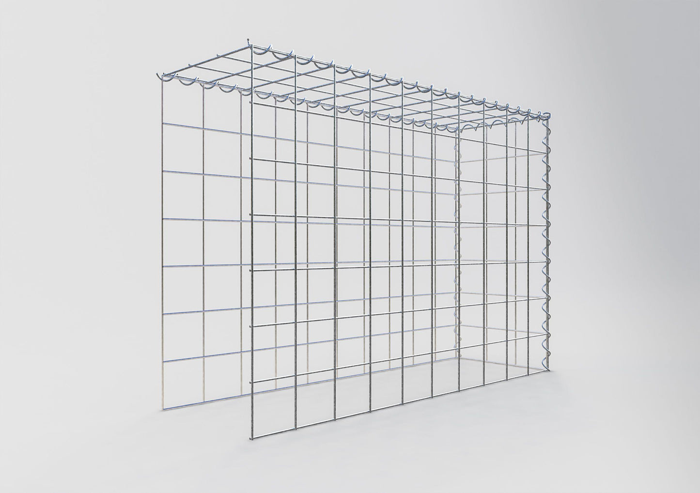 Aangebouwde schanskorf type 4 100 cm x 70 cm x 30 cm (L x H x D), maaswijdte 10 cm x 10 cm, spiraal
