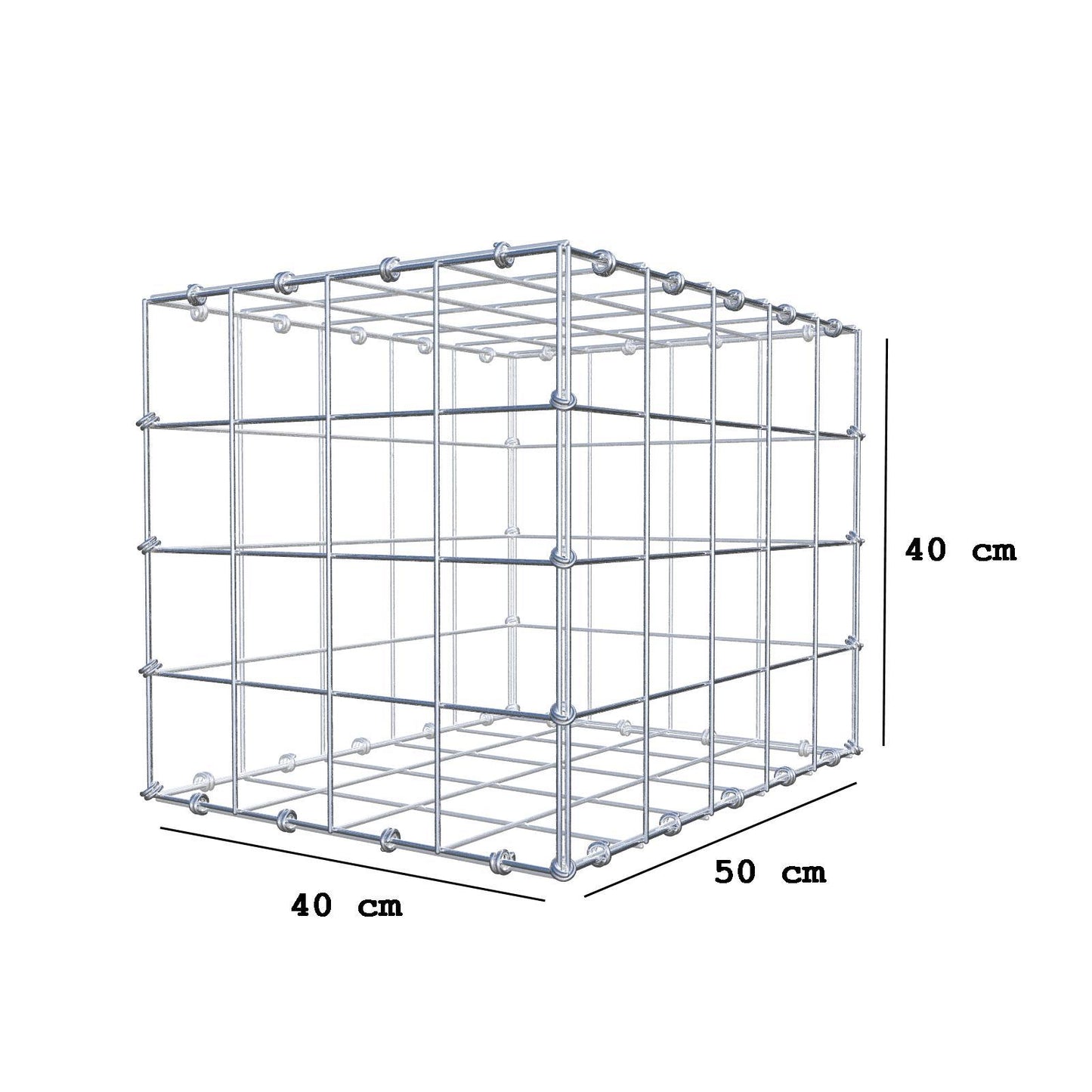 Schanskorf 50 cm x 40 cm x 40 cm (L x H x D), maaswijdte 10 x 10 cm, spiraalring
