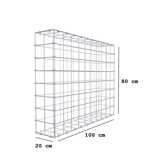 Schanskorf 100 cm x 80 cm x 20 cm (L x H x D), maaswijdte 10 x 10 cm, spiraalring