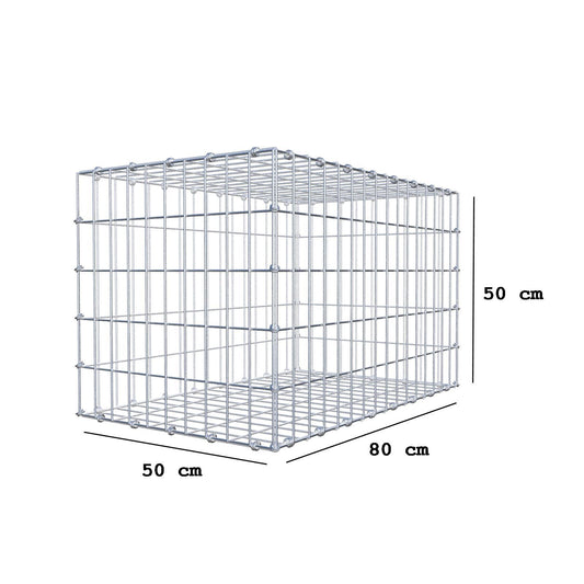 Gabione 80 cm x 50 cm x 50 cm (L x H x T), Maschenweite 5 x 10 cm, Spiralring