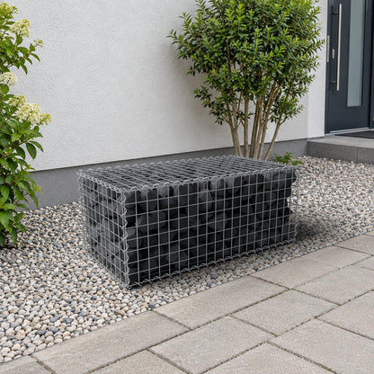 Schanskorf 100 cm x 40 cm x 50 cm (L x H x D), maaswijdte 5 cm x 5 cm, spiraalvormig