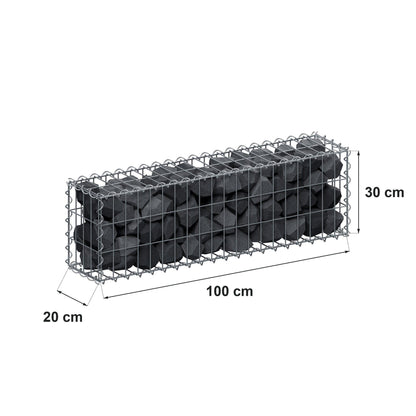 Gabion 100 cm x 30 cm x 20 cm (L x H x D), mesh size 5 cm x 10 cm, spiral