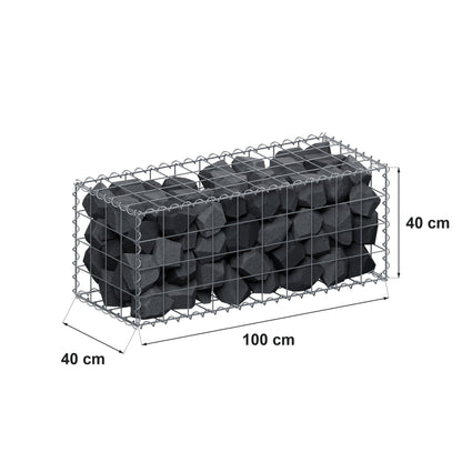Schanskorf 100 cm x 40 cm x 40 cm (L x H x D), maaswijdte 10 cm x 10 cm, spiraalvormig