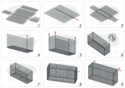 Gabion 100 cm x 90 cm x 30 cm (L x H x P), mailles 5 cm x 5 cm, spirale