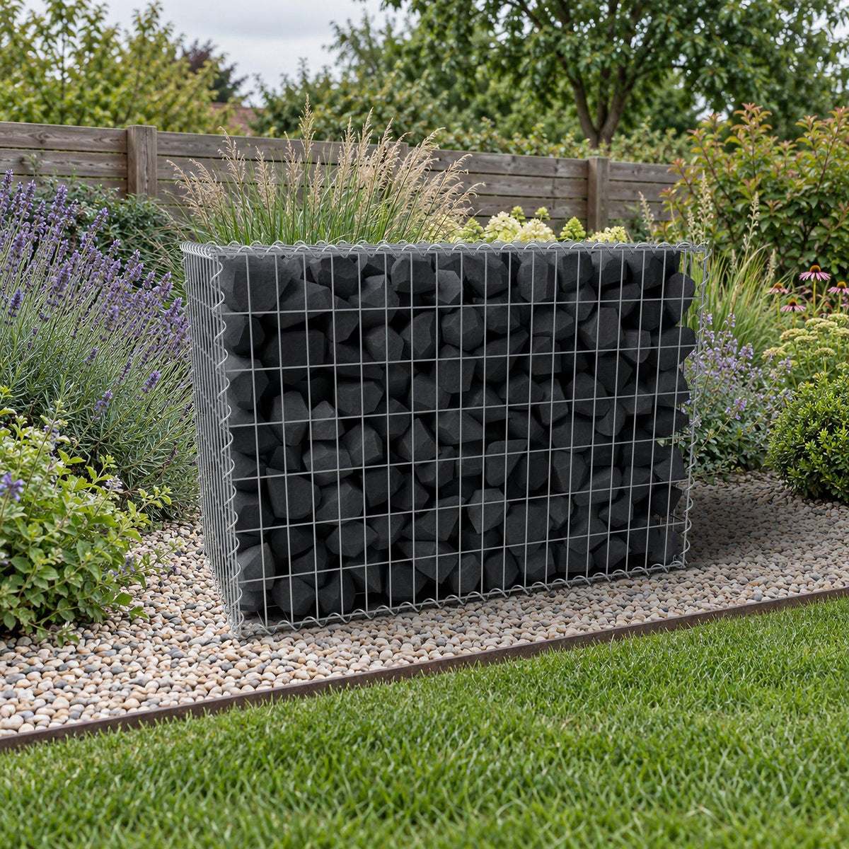 Gabião 100 cm x 70 cm x 50 cm (C x A x P), malhagem 5 cm x 10 cm, espiral