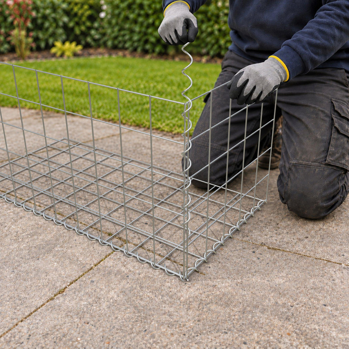 Gabion 100 cm x 50 cm x 50 cm (L x H x D), maskstorlek 10 cm x 10 cm, spiral
