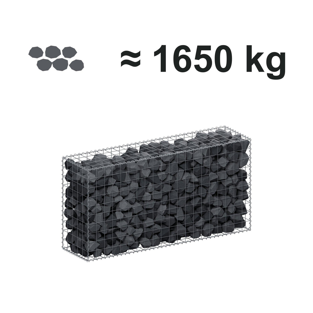 Gabione 200 cm x 100 cm x 50 cm (L x H x T), Maschenweite 10 cm x 10 cm, Spirale