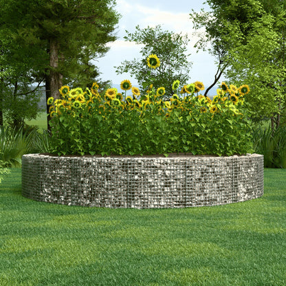 Lit surélevé rond, diamètre extérieur 262 cm, hauteur 50 cm, mailles 5 x 5 cm, épaisseur des parois 15 cm