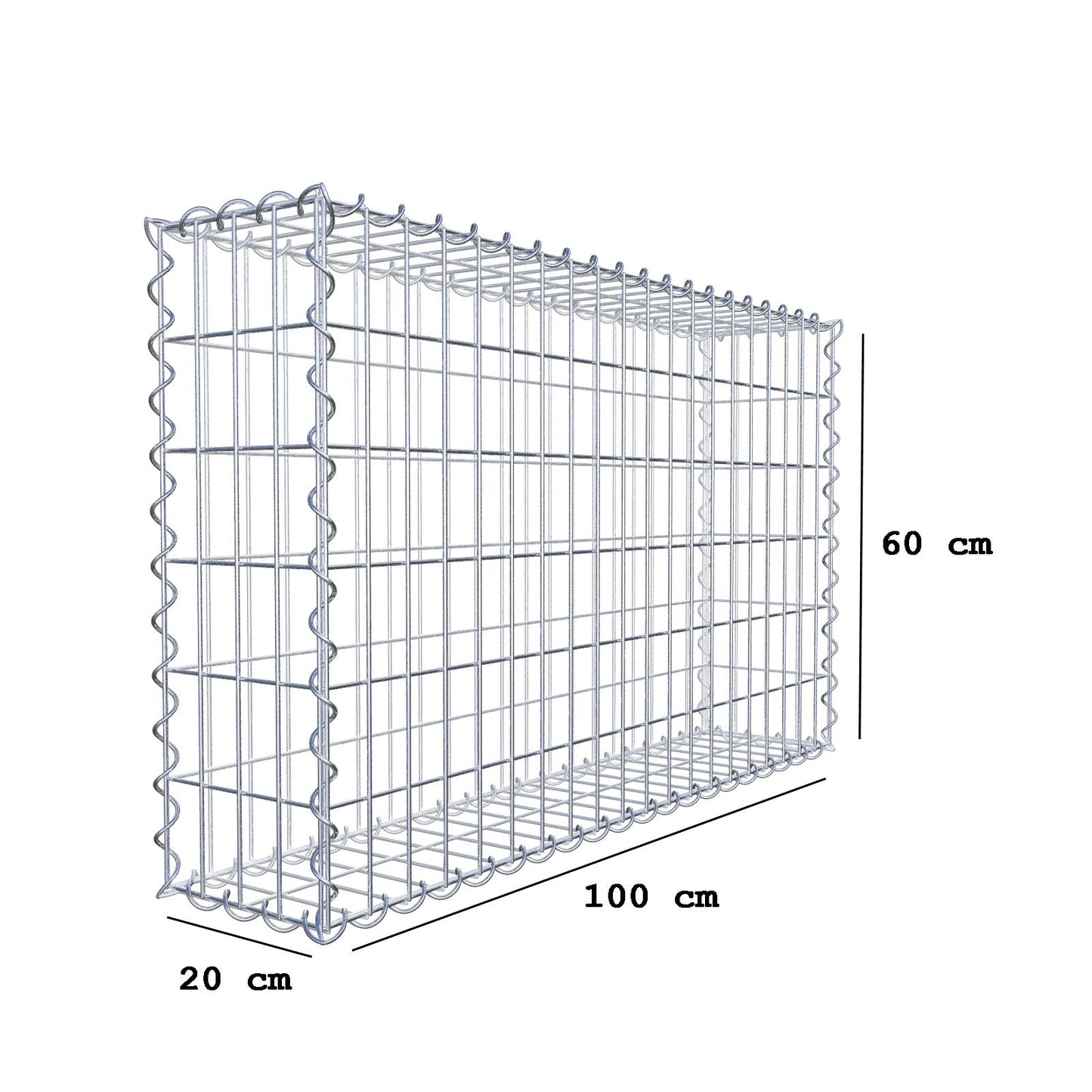 Set di 2 gabbioni 100 cm x 60 cm x 20 cm (L x A x P), maglia 5 x 10 cm, spirale